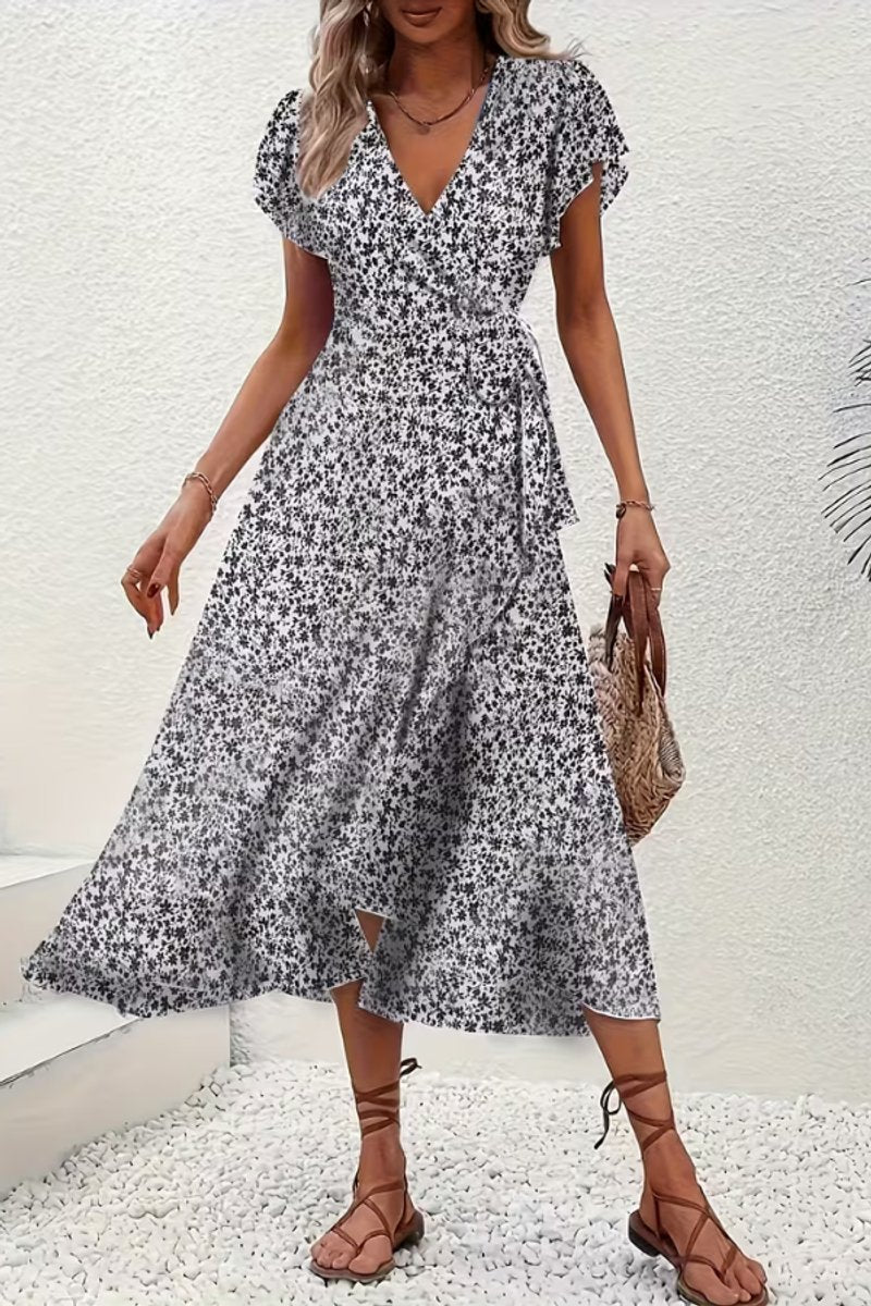 Slimzy Women's Floral Wrap Short-Sleeve Midi Dress – product image 5 of 22