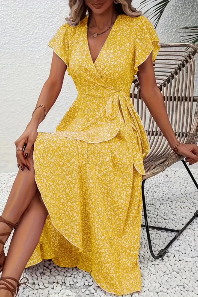 Slimzy Women's Floral Wrap Short-Sleeve Midi Dress – product image 7 of 22