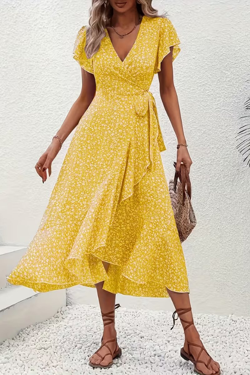 Slimzy Women's Floral Wrap Short-Sleeve Midi Dress – product image 8 of 22