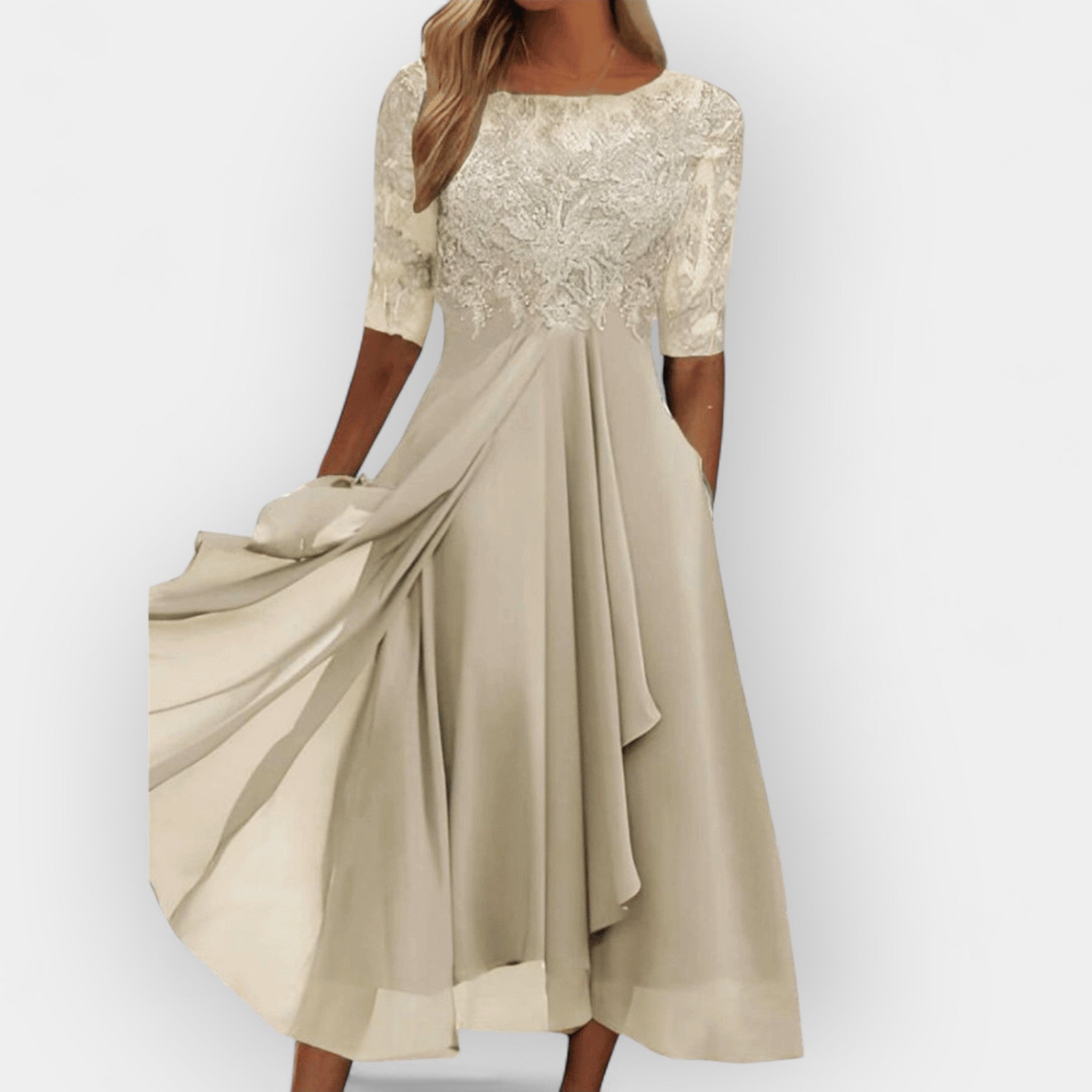 Slimzy Women's Lace-Bodice Flowing Maxi Dress – product image 7 of 8