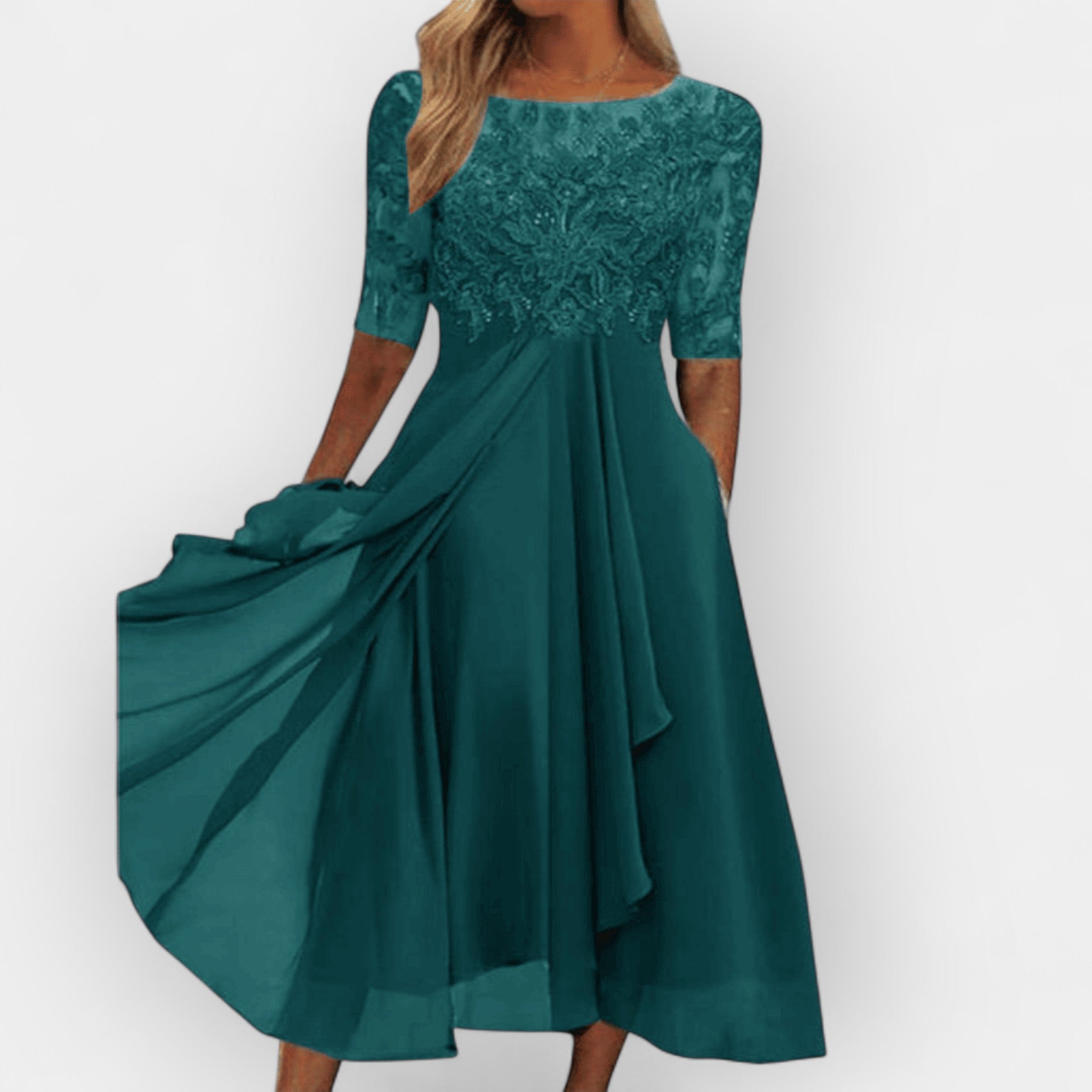 Slimzy Women's Lace-Bodice Flowing Maxi Dress – product image 8 of 8