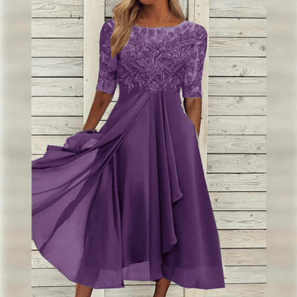 Slimzy Women's Lace-Bodice Three-Quarter-Sleeve Maxi Dress – product image 1 of 8