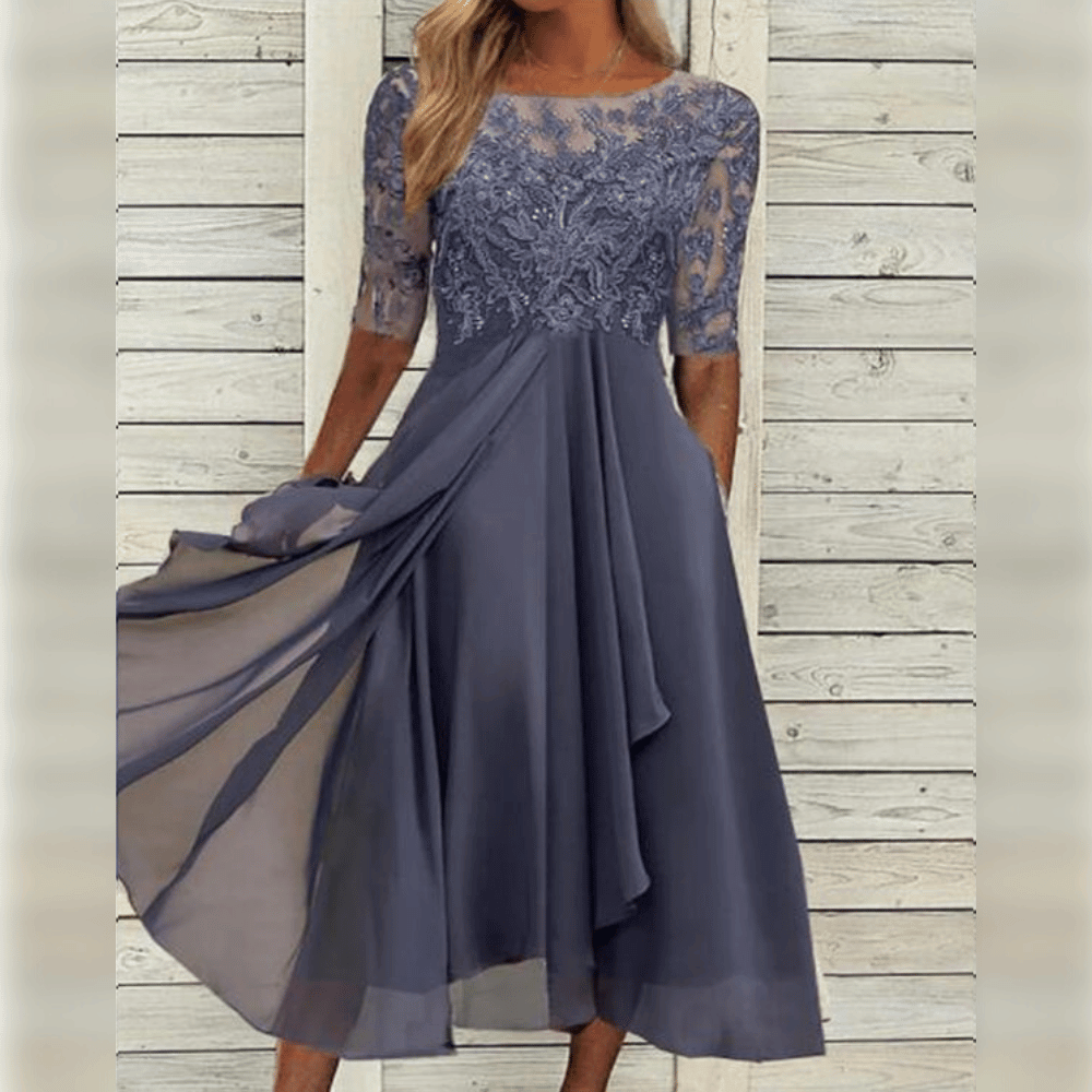 Slimzy Women's Lace-Bodice Three-Quarter-Sleeve Maxi Dress – product image 4 of 8