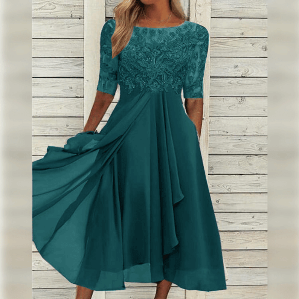 Slimzy Women's Lace-Bodice Three-Quarter-Sleeve Maxi Dress – product image 5 of 8