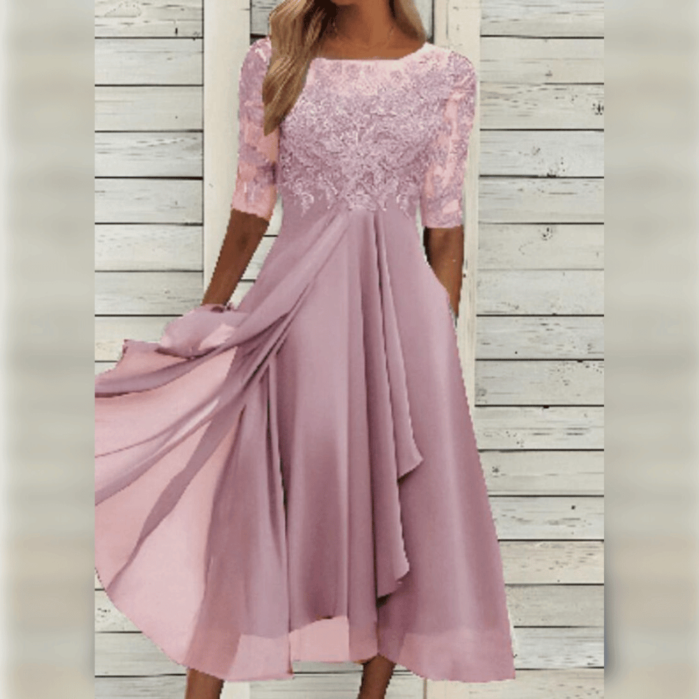 Slimzy Women's Lace-Bodice Three-Quarter-Sleeve Maxi Dress – product image 7 of 8