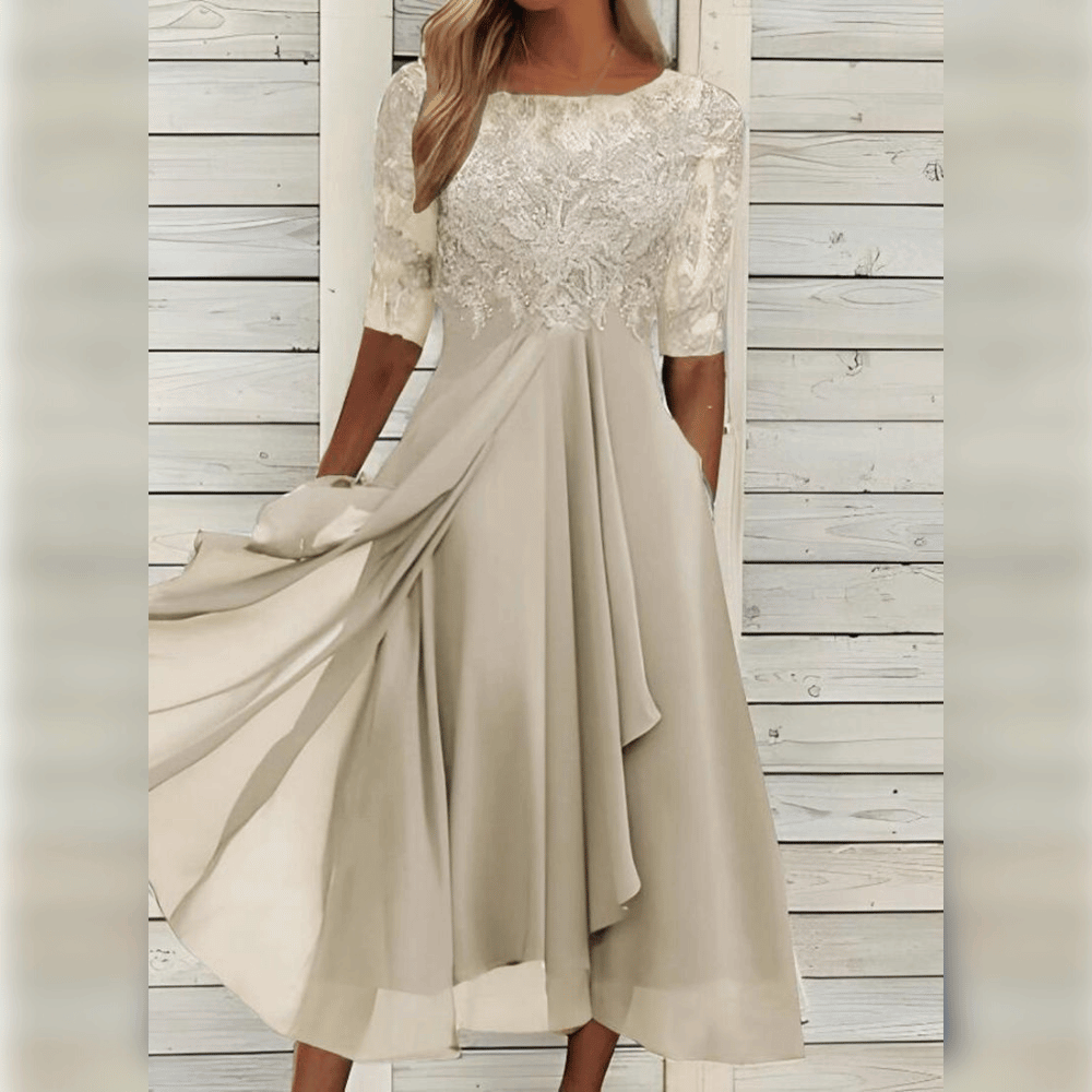 Slimzy Women's Lace-Bodice Three-Quarter-Sleeve Maxi Dress – product image 8 of 8