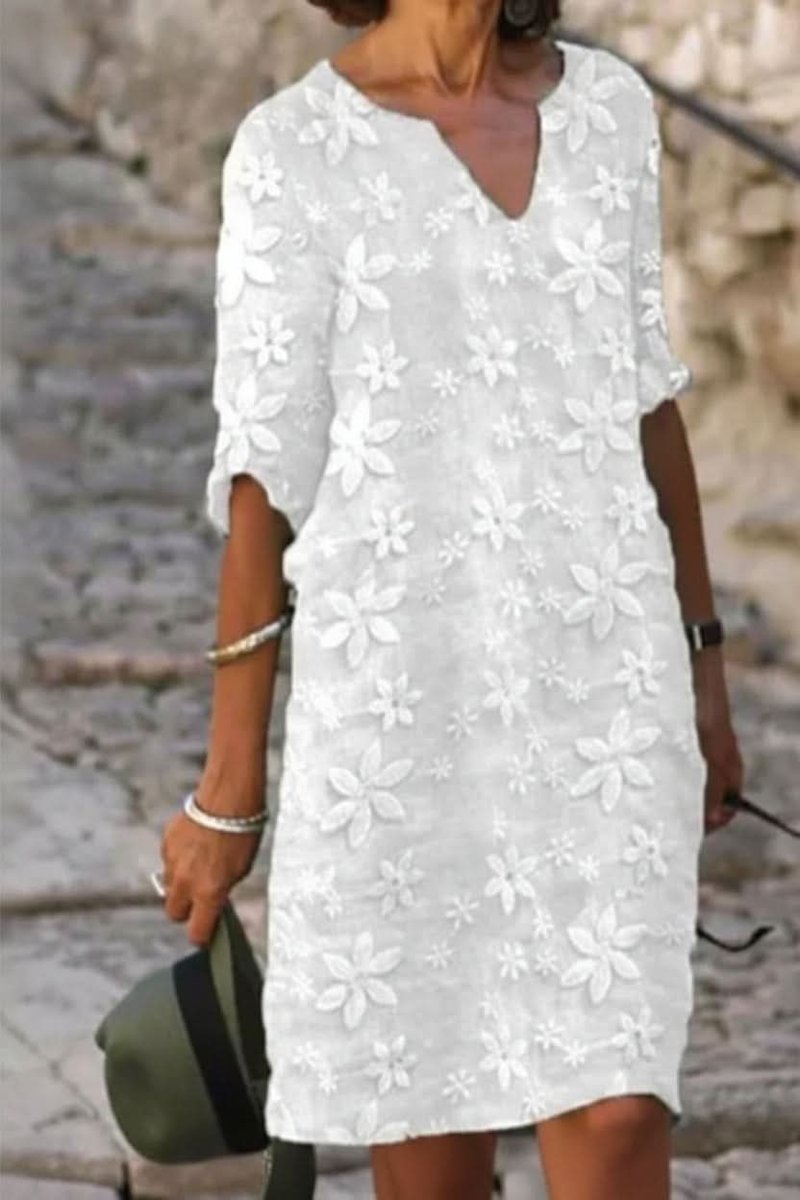 Slimzy Women's Lace Three-Quarter-Sleeve Midi Dress – product image 7 of 8