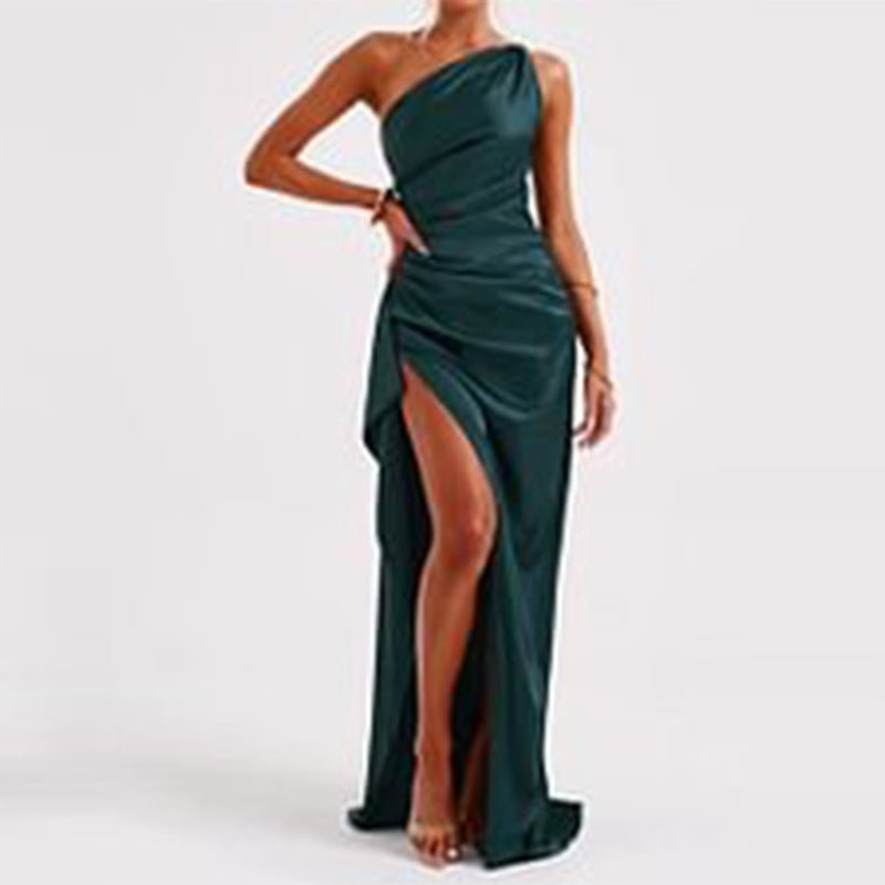 Slimzy Women's One-Shoulder Ruched Side-Slit Maxi Dress – product image 14 of 21