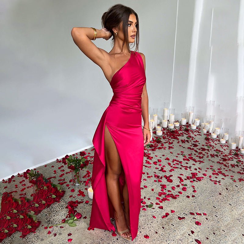 Slimzy Women's One-Shoulder Ruched Side-Slit Maxi Dress – product image 5 of 21