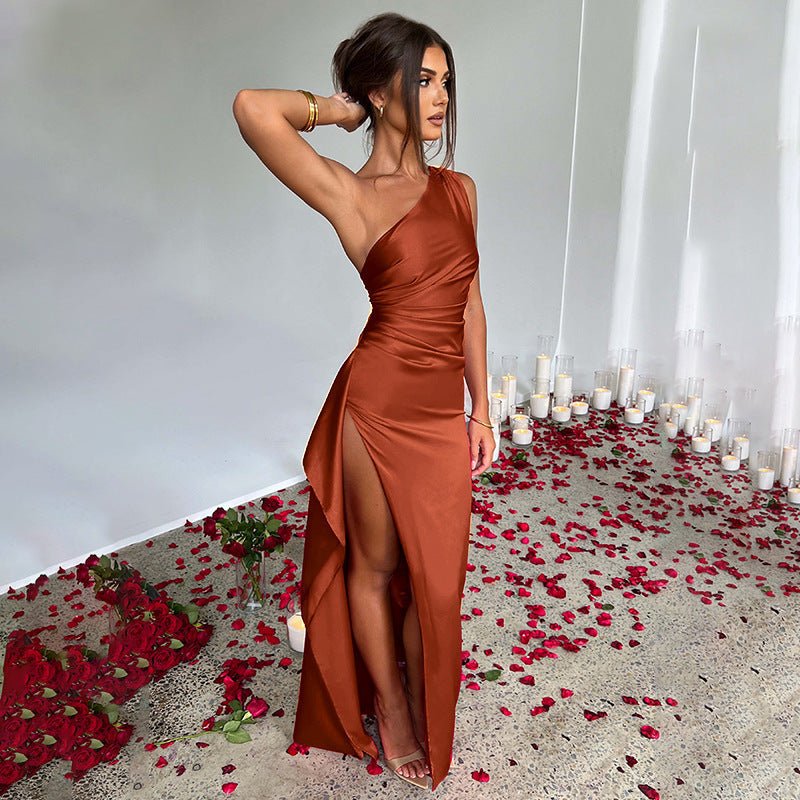Slimzy Women's One-Shoulder Ruched Side-Slit Maxi Dress – product image 6 of 21