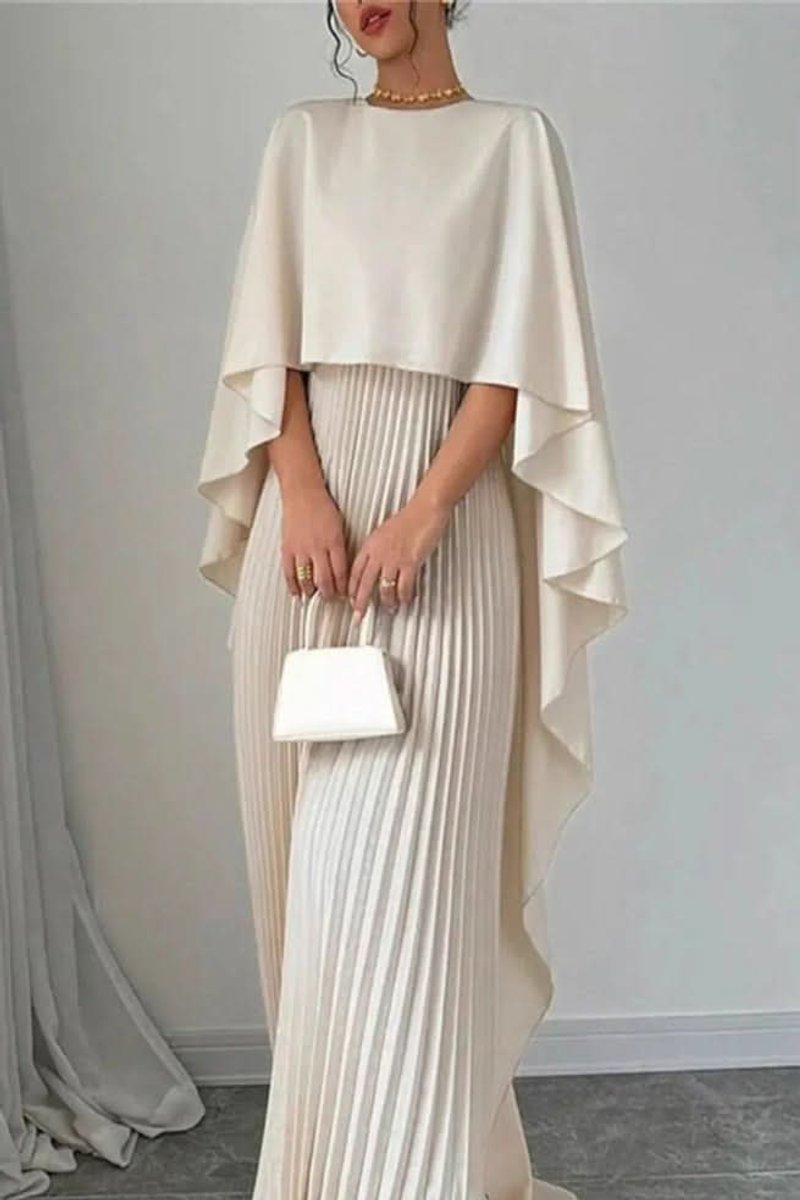 Slimzy Women's Pleated Cape-Overlay Maxi Dress – product image 3 of 5