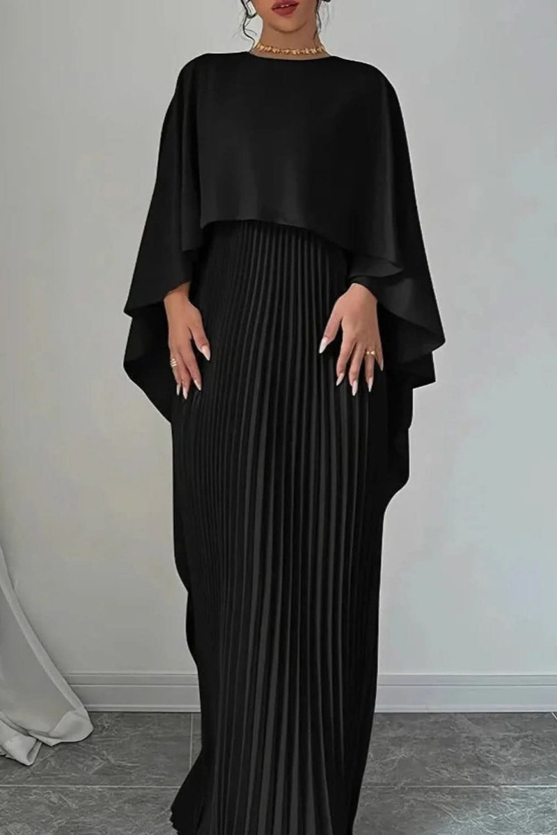 Slimzy Women's Pleated Cape-Overlay Maxi Dress – product image 5 of 5