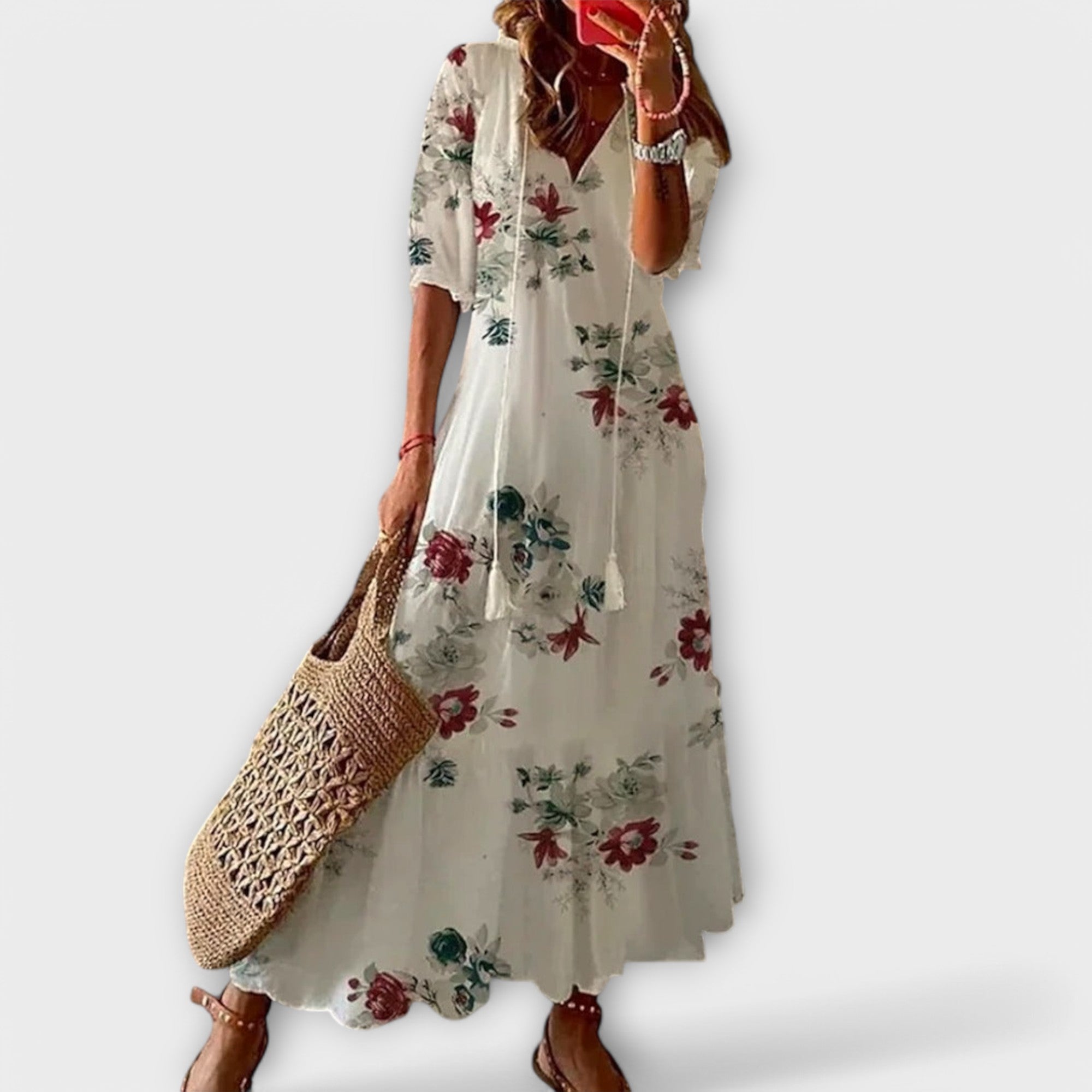 Slimzy Women's Printed V-Neck Short-Sleeve Maxi Dress – product image 7 of 7