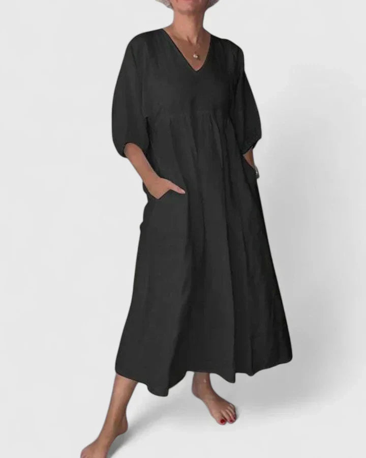 Slimzy Women's Relaxed V-Neck Pocket Maxi Dress – product image 1 of 2