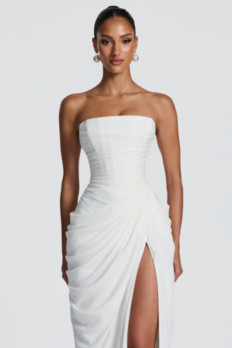 Slimzy Women's Strapless Draped Side-Slit Maxi Dress – product image 11 of 18