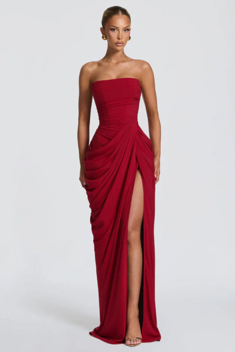 Slimzy Women's Strapless Draped Side-Slit Maxi Dress – product image 15 of 18