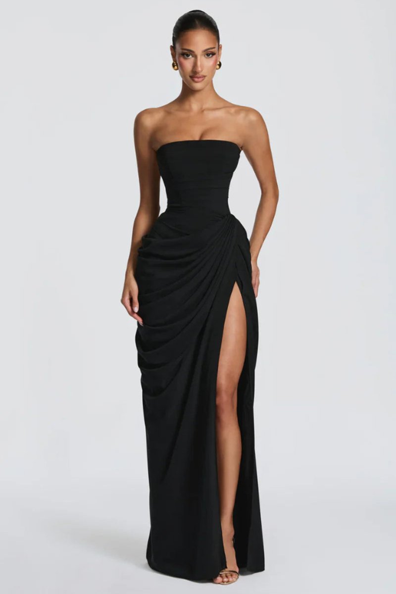 Slimzy Women's Strapless Draped Side-Slit Maxi Dress – product image 18 of 18
