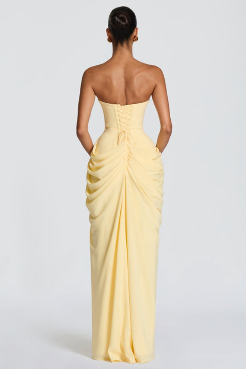 Slimzy Women's Strapless Draped Side-Slit Maxi Dress – product image 2 of 18