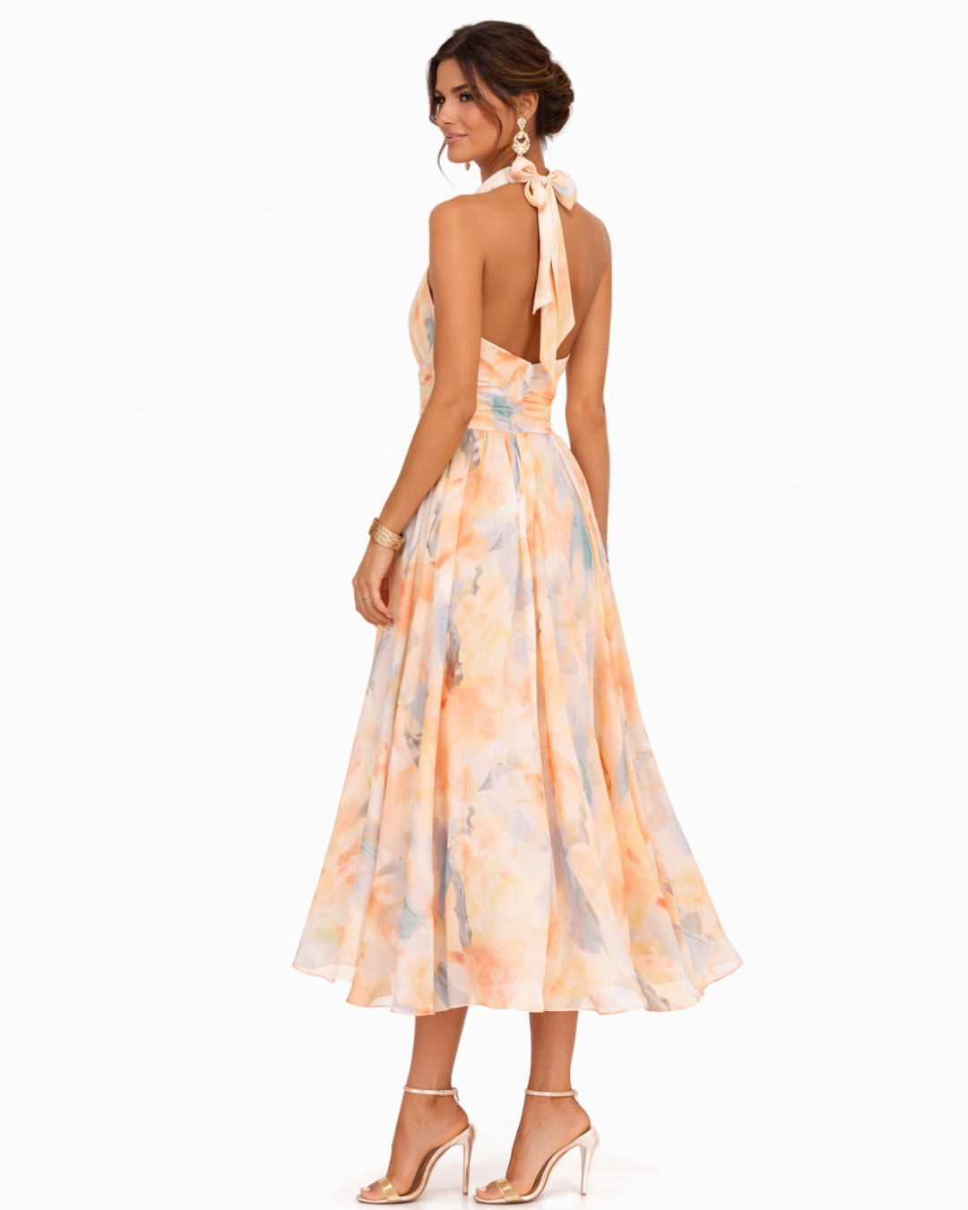 Slimzy Women's Watercolour-Print Halter Midi Dress – product image 4 of 4