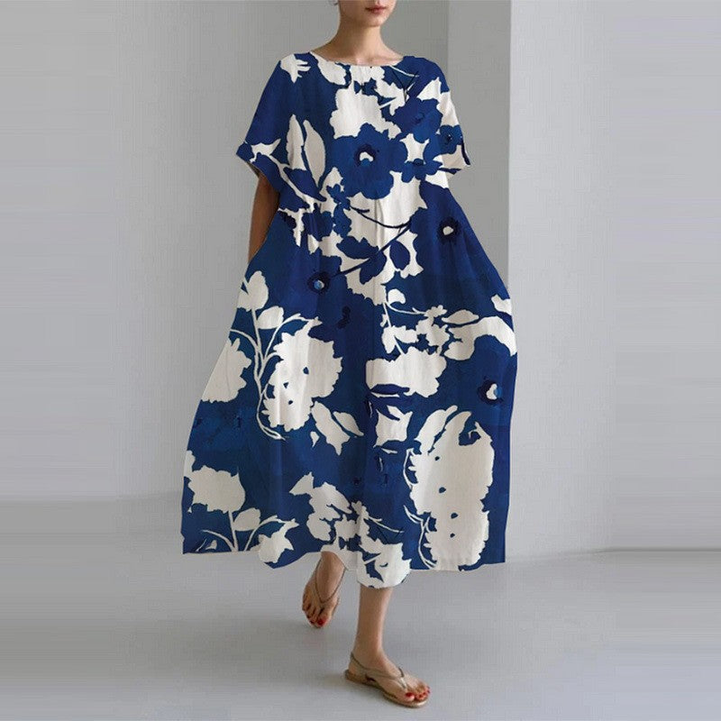 Slimzy Women's Watercolour-Print Short-Sleeve Maxi Dress – product image 3 of 5