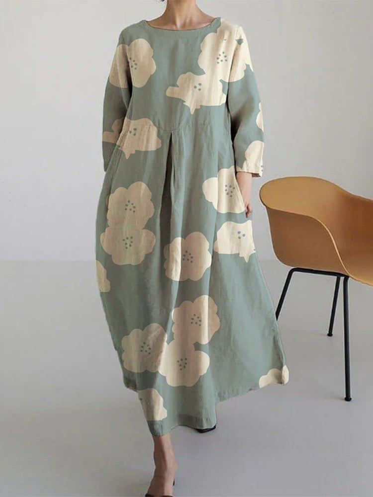 Slimzy Women's Watercolour-Print Short-Sleeve Maxi Dress – product image 4 of 5
