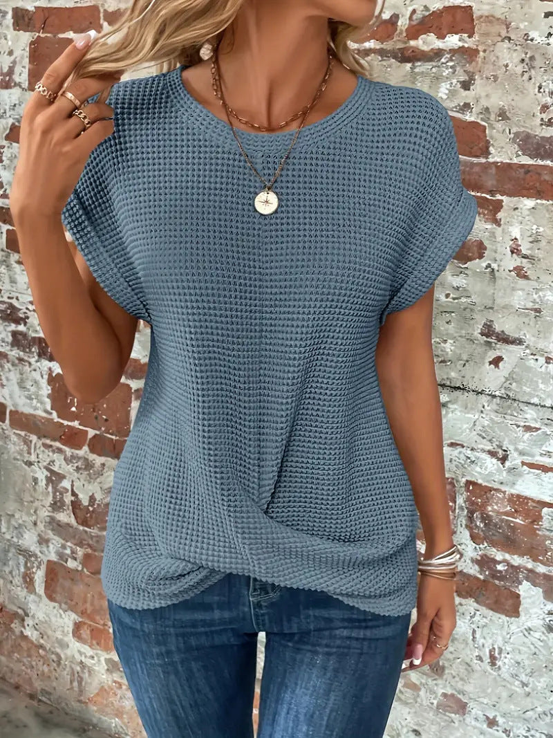 Sylvia | Women's Waffle-Knit Short-Sleeve T-Shirt — product image 6