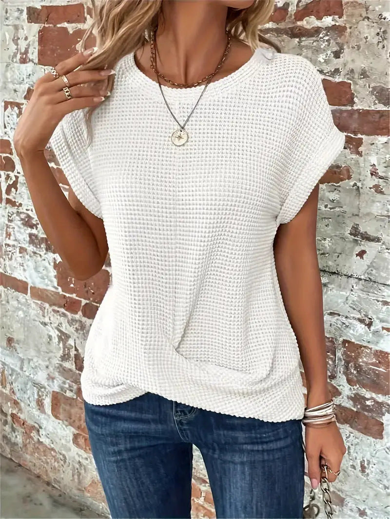 Sylvia | Women's Waffle-Knit Short-Sleeve T-Shirt — product image 8