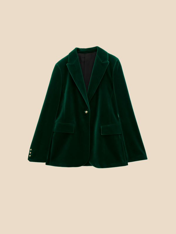Valentina | Women's Velvet-Look Gold-Button Blazer — product image 5