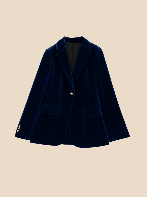 Valentina | Women's Velvet-Look Gold-Button Blazer — product image 7