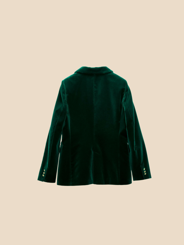 Valentina | Women's Velvet-Look Gold-Button Blazer — product image 9