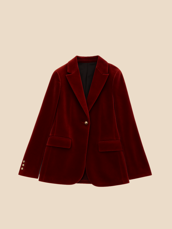 Valentina | Women's Velvet-Look Gold-Button Blazer — product image 10