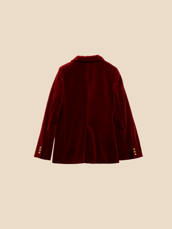 Valentina | Women's Velvet-Look Gold-Button Blazer — product image 11