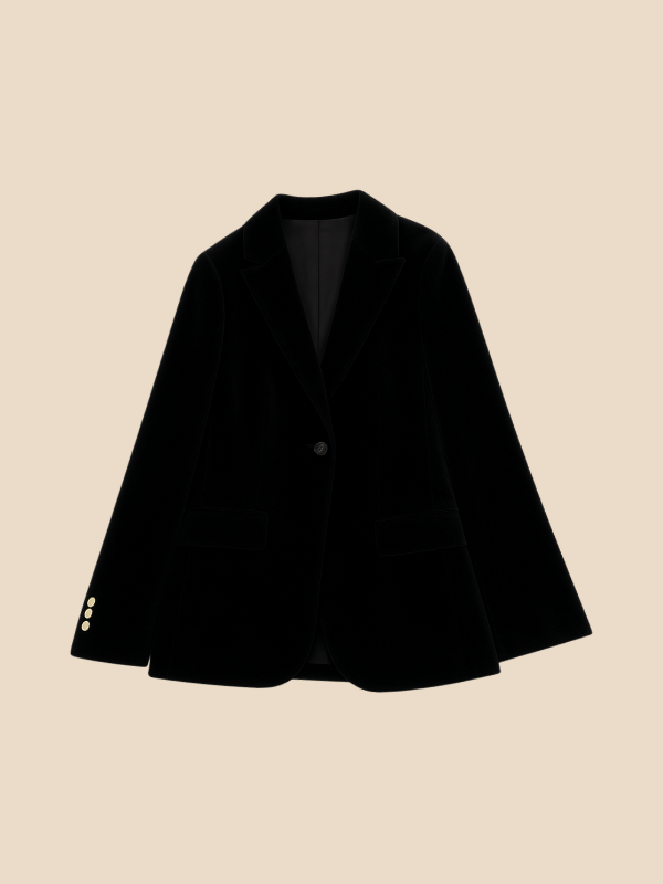 Valentina | Women's Velvet-Look Gold-Button Blazer — product image 12