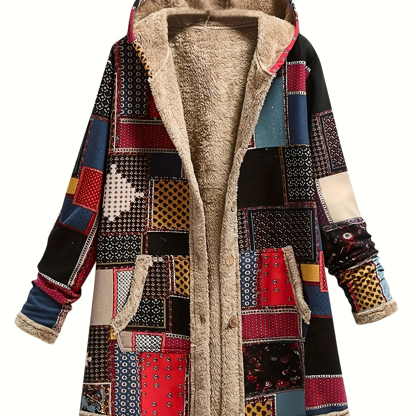 Victoria | Women's Patchwork-Print Hooded Coat — product image 4