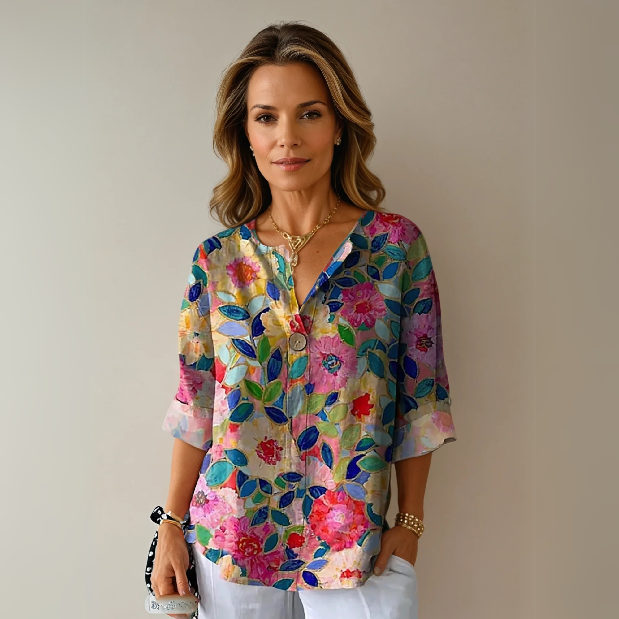 Cleo | Women's Floral V-Neck Blouse