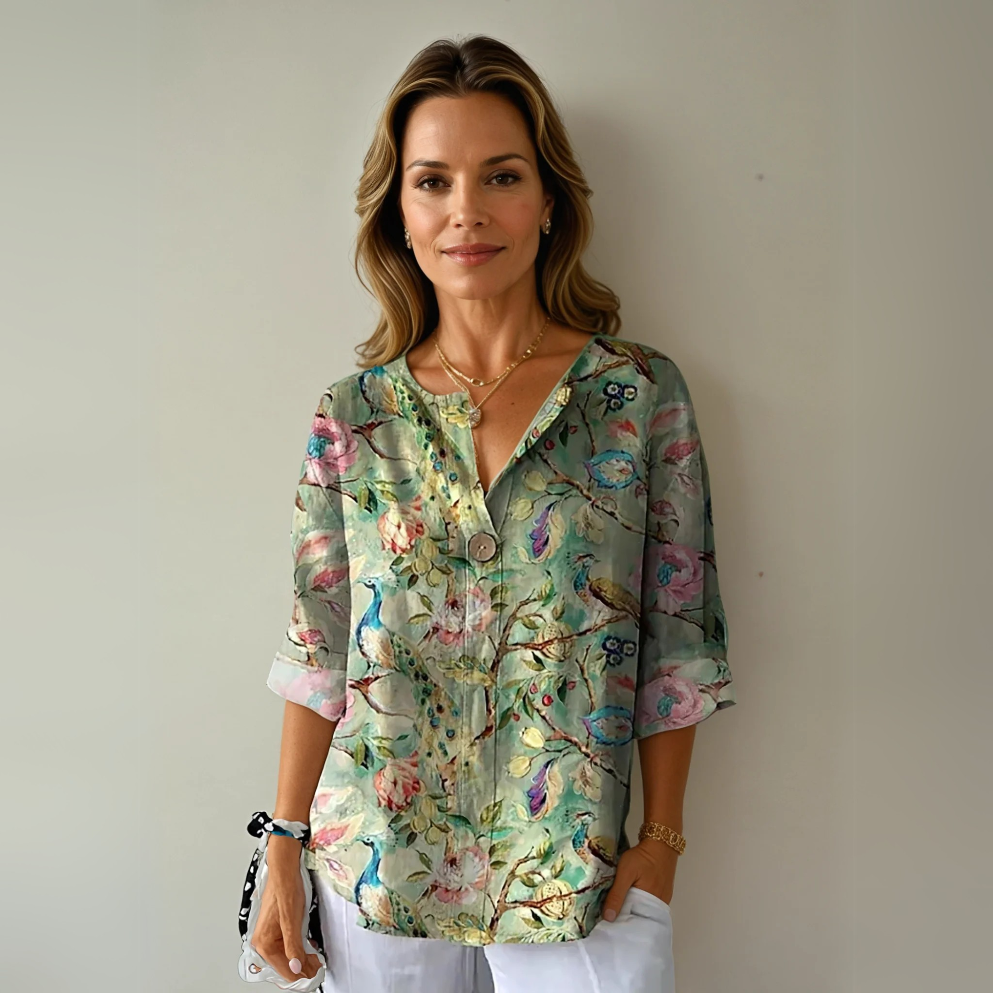 Cleo | Women's Floral V-Neck Blouse