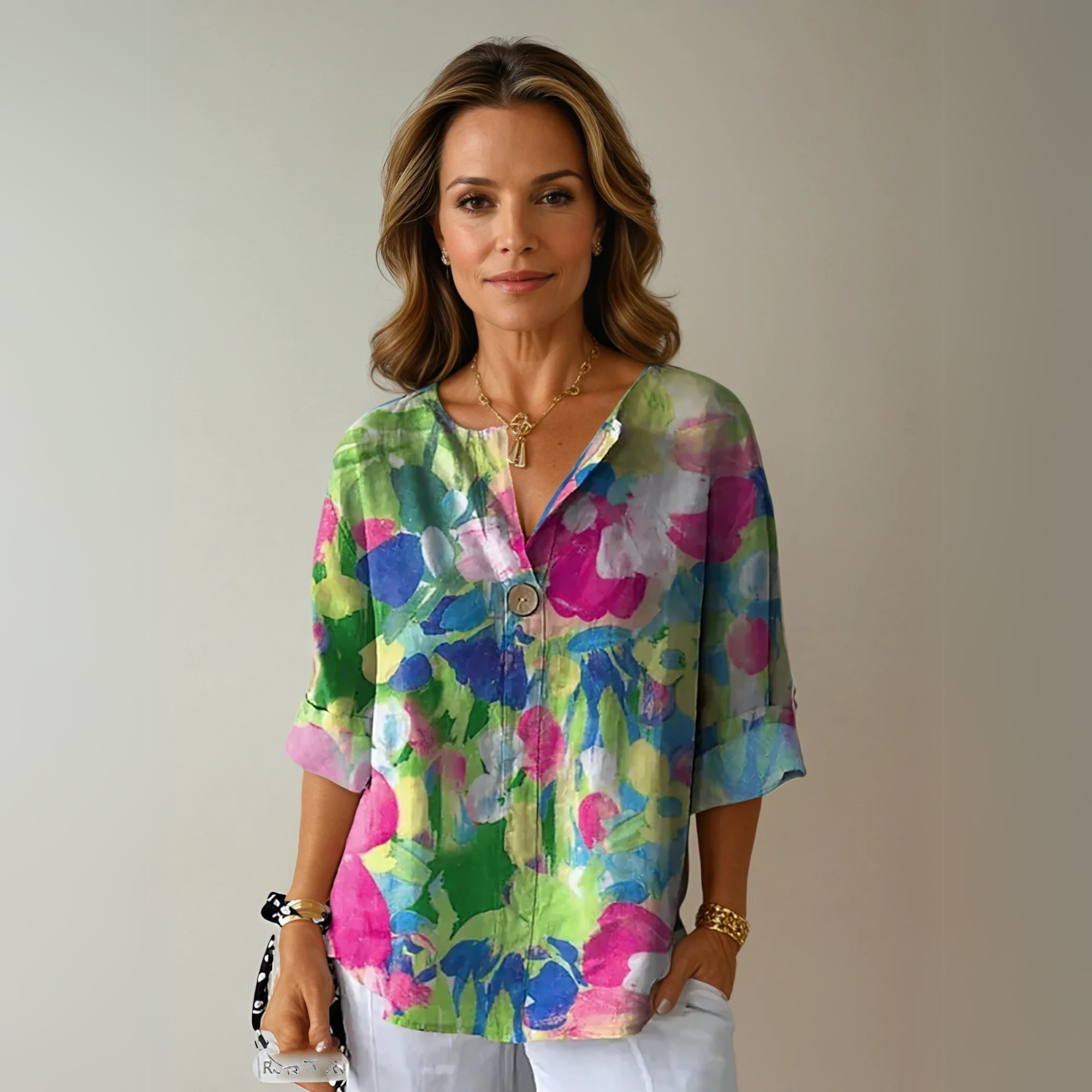 Cleo | Women's Floral V-Neck Blouse