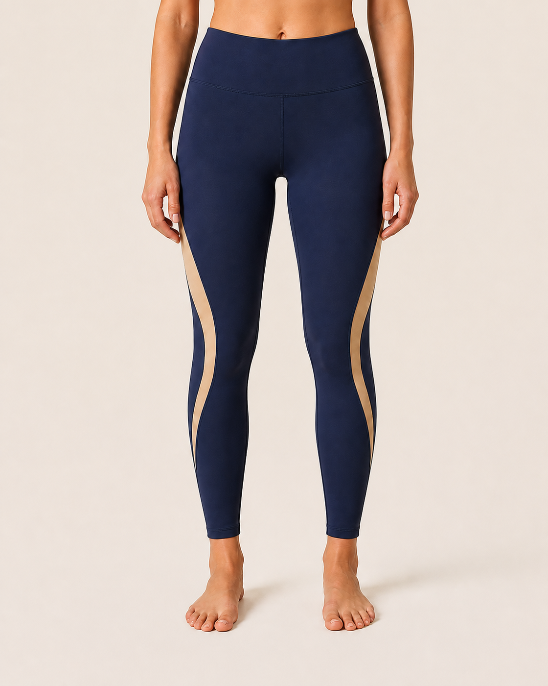 Women's Meridian Panel Leggings — Ink Blue / Sand — front catalog view